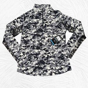 IBKUL Small Camo Black Gray 1/4 zip Long Sleeve 50+UPF Icefil
